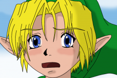 Le jeune Link regardant d'un air triste (Manga)