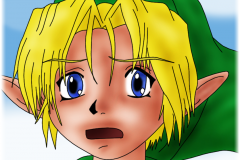 Le jeune Link regardant d'un air triste