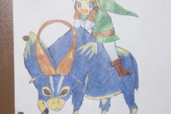 Chibi Link sur une chèvre bleue