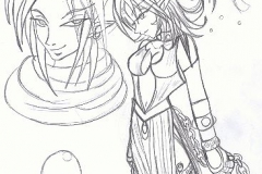 Saria maléfique et Sakaru (sans couleurs)