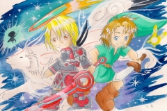 Shulk Okami Link chibi